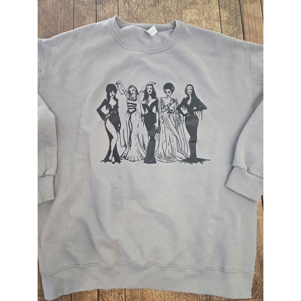 Goth Girl Crew Crewneck Sweatshirt Sz Lg Elvira Vampira Bride Lily Morticia
